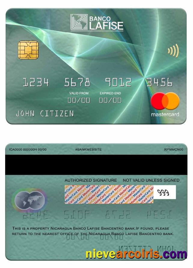 Nicaragua Banco Lafise Bancentro bank mastercard screen